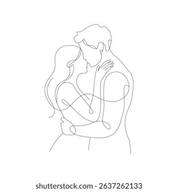 two lovers line art vector  illustration.