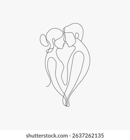 two lovers line art vector  illustration.