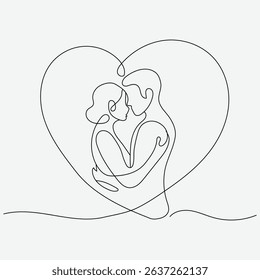 two lovers line art vector  illustration.