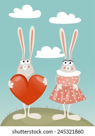 two lovers rabbits - illustration