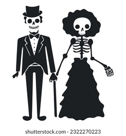 Two lovers of skeleton on the white background. Vector illustration