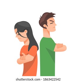 Two lovers who are angry with  their backs turned to each other