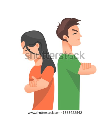 Two lovers who are angry with  their backs turned to each other