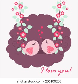 Two loving birds (vector background)