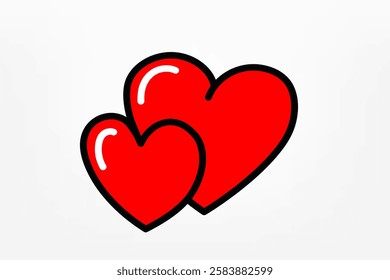 two loving hearts. Love concept. Vector doodle illustration