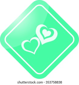 Two loving hearts on St Valentine's day icon on colorful background