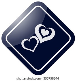 Two loving hearts on St Valentine's day icon on colorful background
