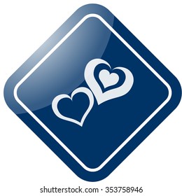 Two loving hearts on St Valentine's day icon on colorful background