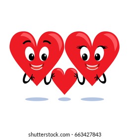 Two loving hearts. Vector illustration.