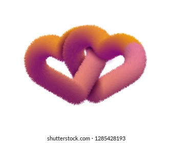 Two Loving Hearts. Wool hearts. Hearts for a greeting card. Vector illustration
