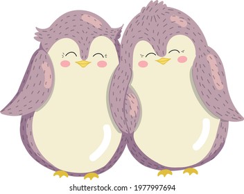 Two loving penguins sit close to each other