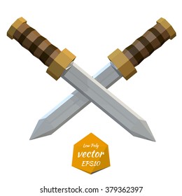 Two Low poly knifes on a white background. Vector illustration.