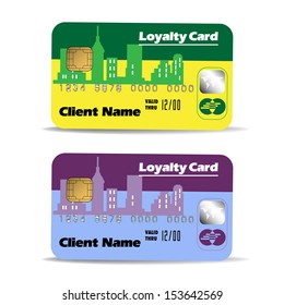 Two loyalty cards isolated on a white background