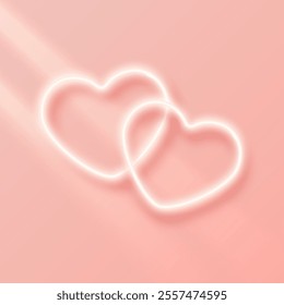 Two luminous heart outlined with a soft glow on a peach gradient background