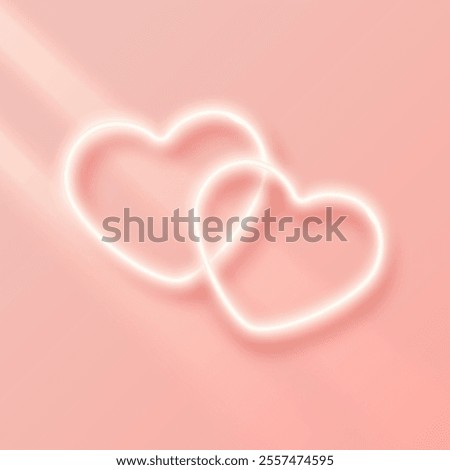 Two luminous heart outlined with a soft glow on a peach gradient background