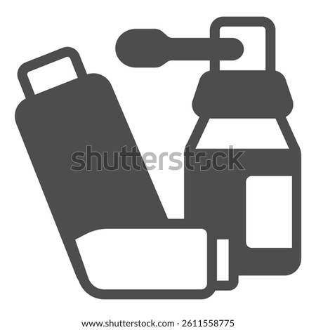 Two lung inhalers solid icon, pharmacy concept. Vector graphics. Inhaler jars for fresh breathe sign on white background, glyph style icon for mobile or web design