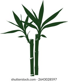 Two lush, vibrant green bamboo shoots, elegantly isolated against a clean white background. Perfect for designs emphasizing nature, serenity, and growth.