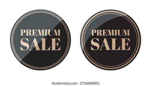 Two luxury black and gold circular buttons with glossy finish for high-end boutique sales.