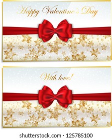 Two luxury greeting cards congratulating Valentines holidays. Vector illustration