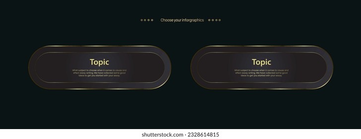 Dos botones de círculo Infográfico de Lujo Multipropósito y 2 plantilla Dorada con opción y botón Premium oro elegante