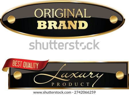 Two luxury product labels with original brand and best quality tags