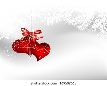 Two luxury red hearts - vector illustration