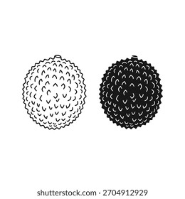 Two lychee fruits, one black, isolated on