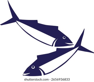 two mackerels swimming in the sea