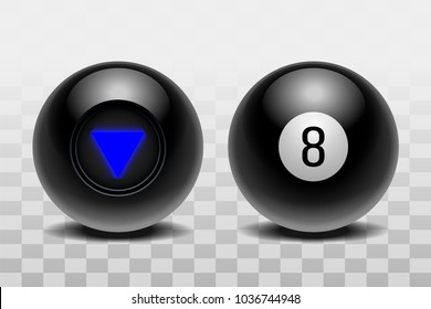 Two magic balls of predictions for decision-making. Realistic black Balls isolated on a transparent background. Vector illustration EPS 10