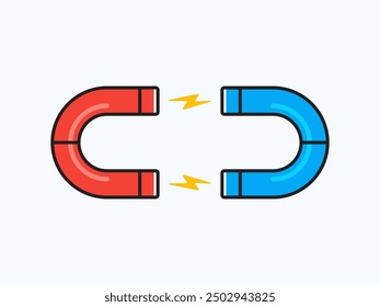 Two magnet is attracting to each others. Isolated Vector Illustration