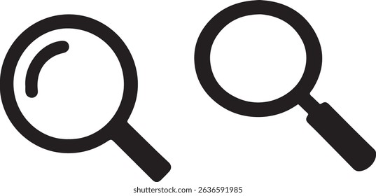 Two magnifying glasses, one with a lens effect, isolated on a white background.