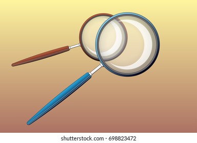 Two magnifying glasses with transparency