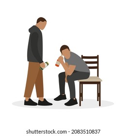 Two male characters drinking alcohol on a white background