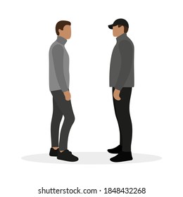 Two male characters on a white background