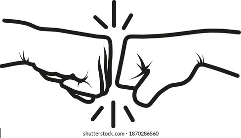 Two male hands that greet each other with fists bump and isolated on a white background
