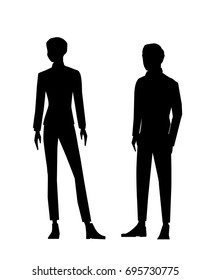 two male models in different poses. vector men silhouettes