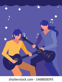 two male musicians musical instruments