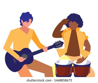 two male musicians musical instruments