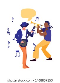 two male musicians musical instruments