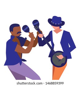 two male musicians musical instruments