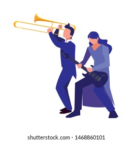 two male musicians musical instruments