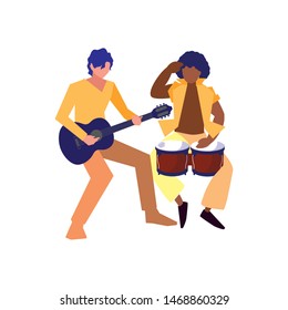 two male musicians musical instruments