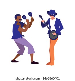 two male musicians musical instruments