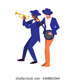 two male musicians musical instruments
