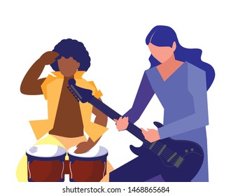 two male musicians musical instruments