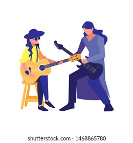 two male musicians musical instruments