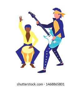 two male musicians musical instruments