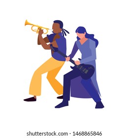 two male musicians musical instruments