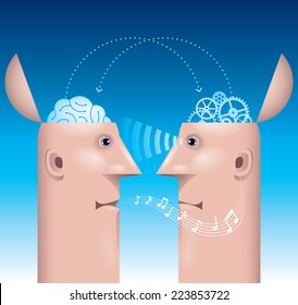 Two male profile with different brains. Eps8 CMYK Organized by layers Global colors Gradients used