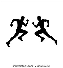 Two male runner silhouette vector illustration design on white background.